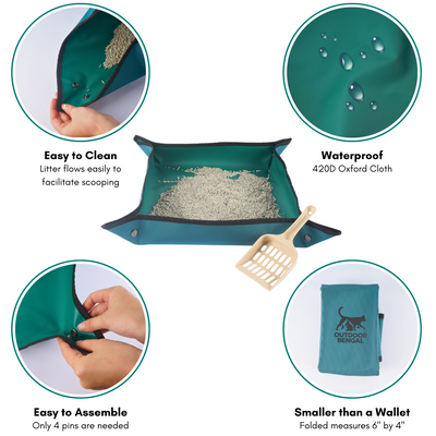 Portable Litterbox for Cat Travel, Foldable