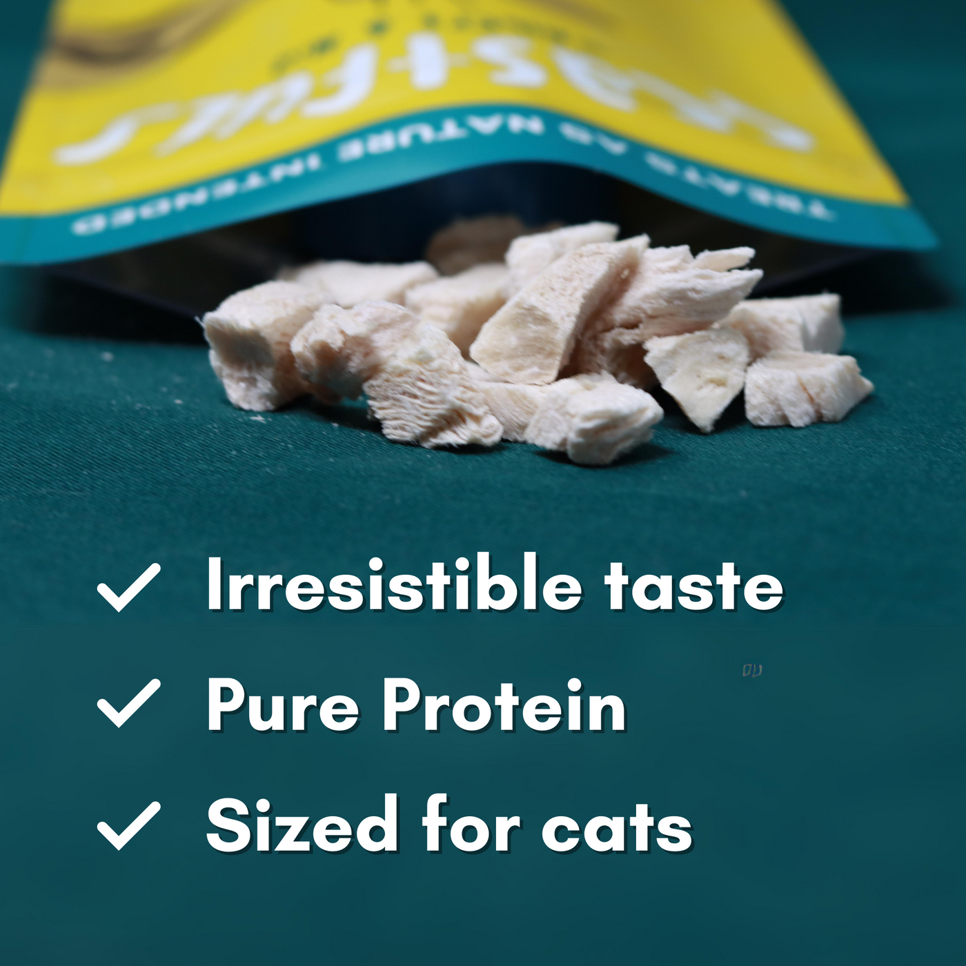 Feastfuls Cat Treats made with 100% chicken breast