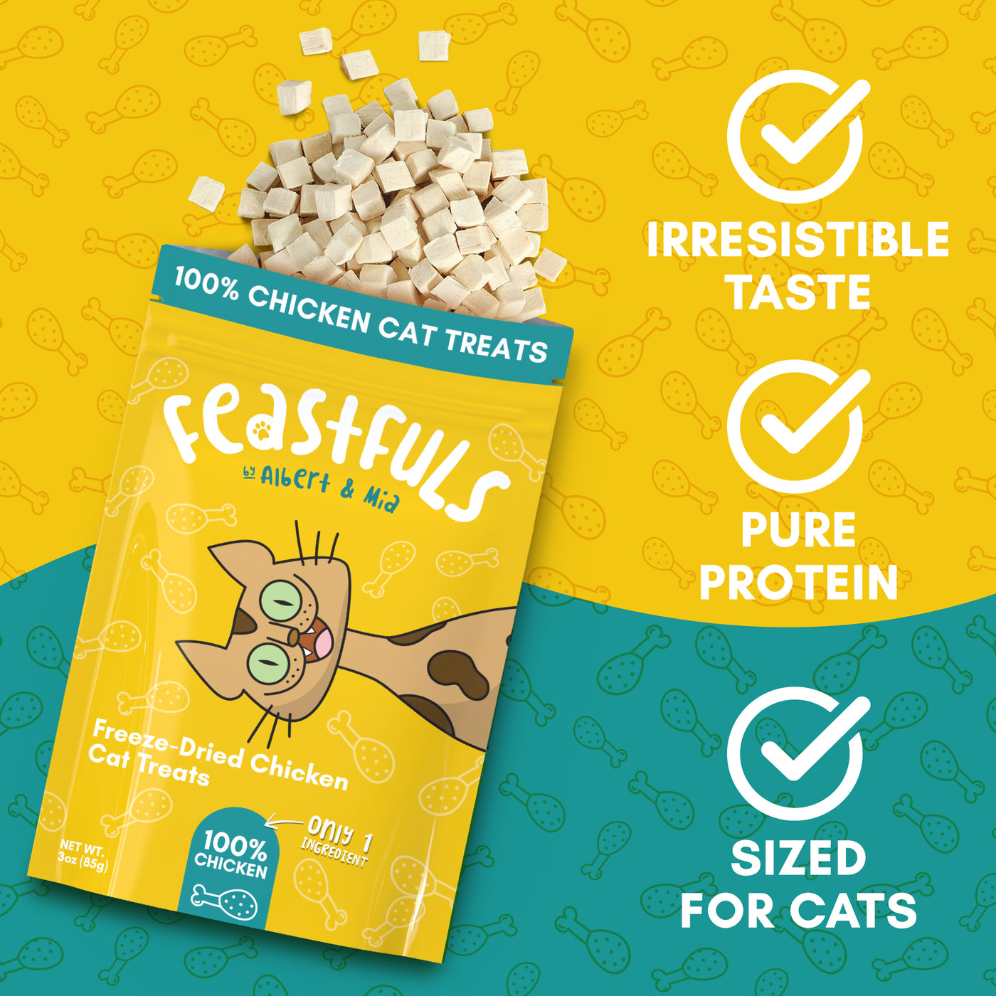 Feastfuls Cat Treats - 100% Freeze Dried Chicken