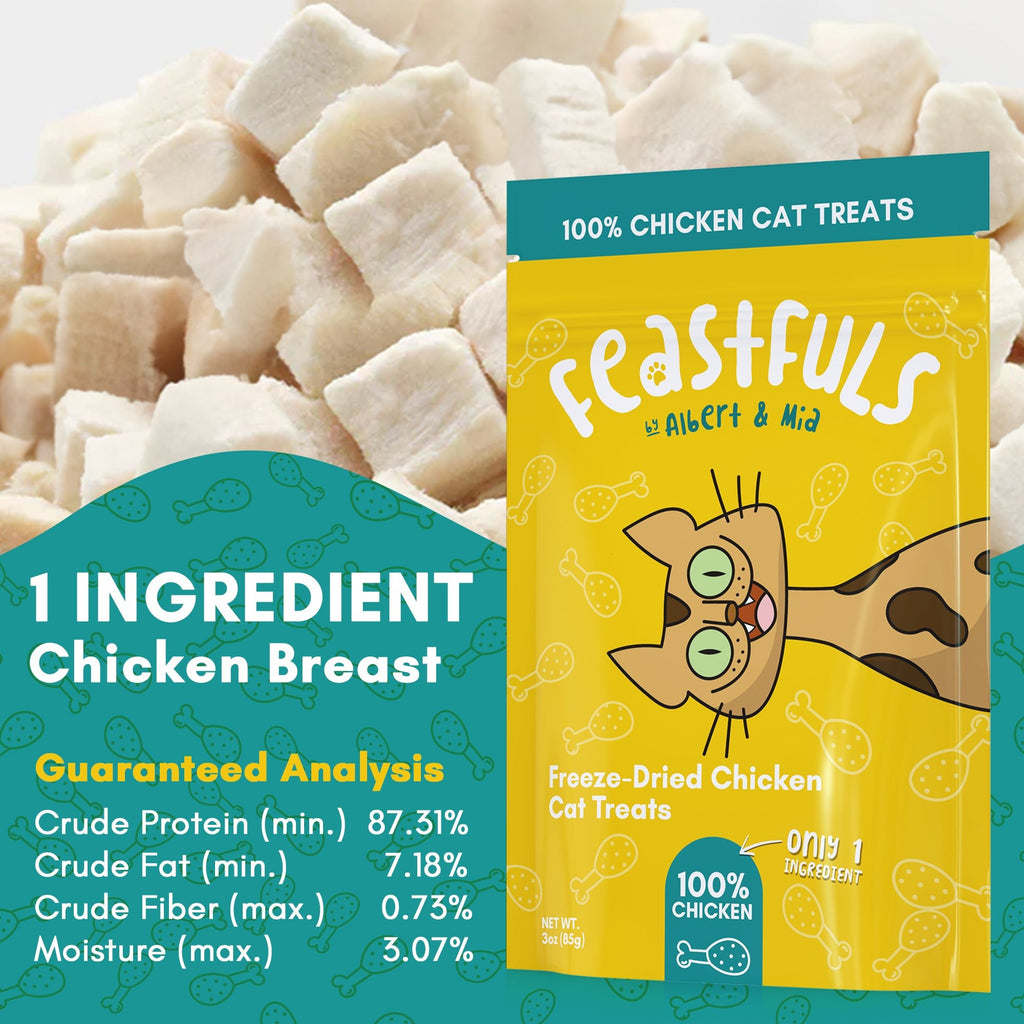 Feastfuls Cat Treats - 100% Freeze Dried Chicken - OutdoorBengal